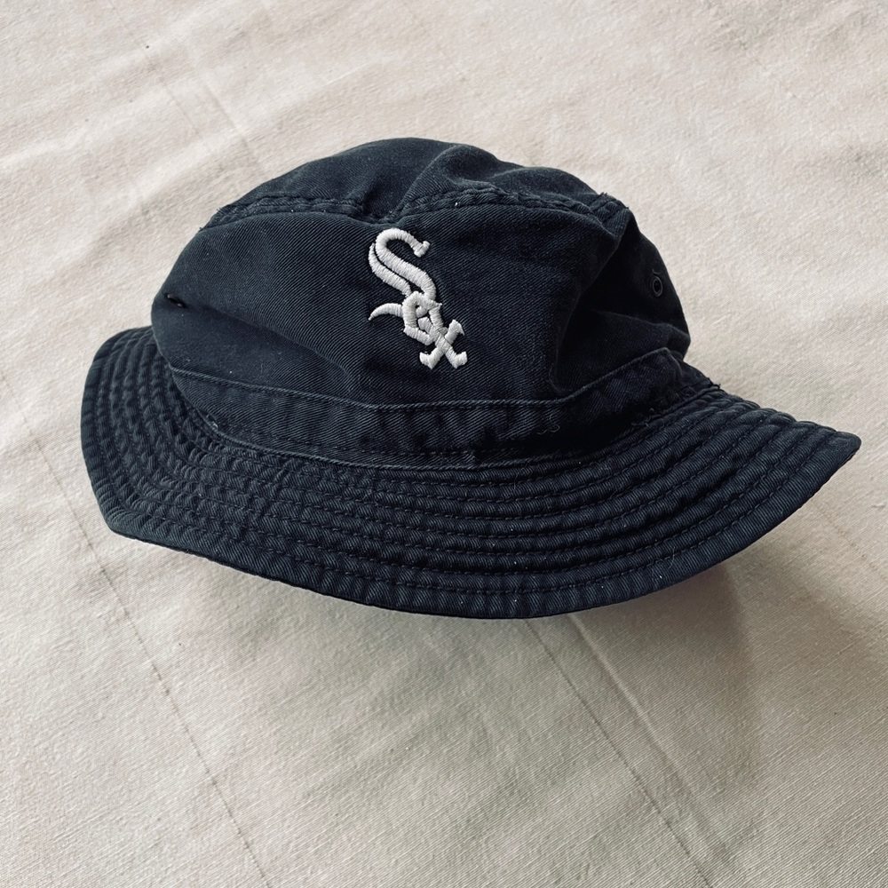 White Sox Black Bucket Hat vintage cotton